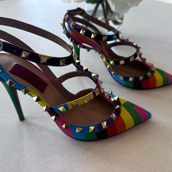 Valentino Rainbow Studded Heels - Picture 3 of 7